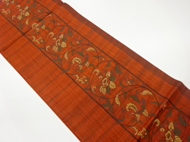 JAPANESE FUKURO OBI / URUSHI / WOVEN FLOWER ARABESQUE